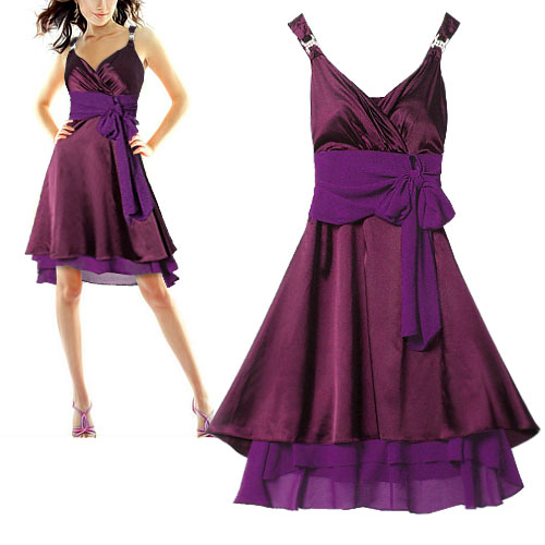 Gorgeous Purple Empire Waist Padded Bust Graduation Dresses 03022PP