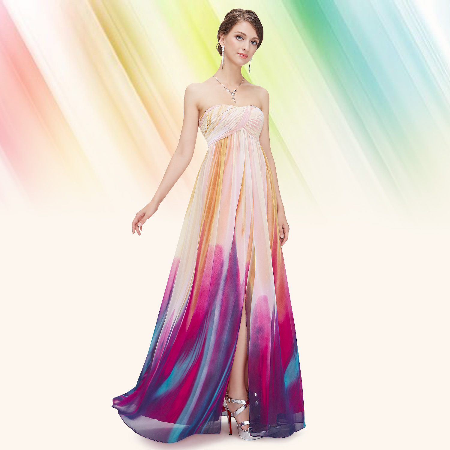multicolor evening gown