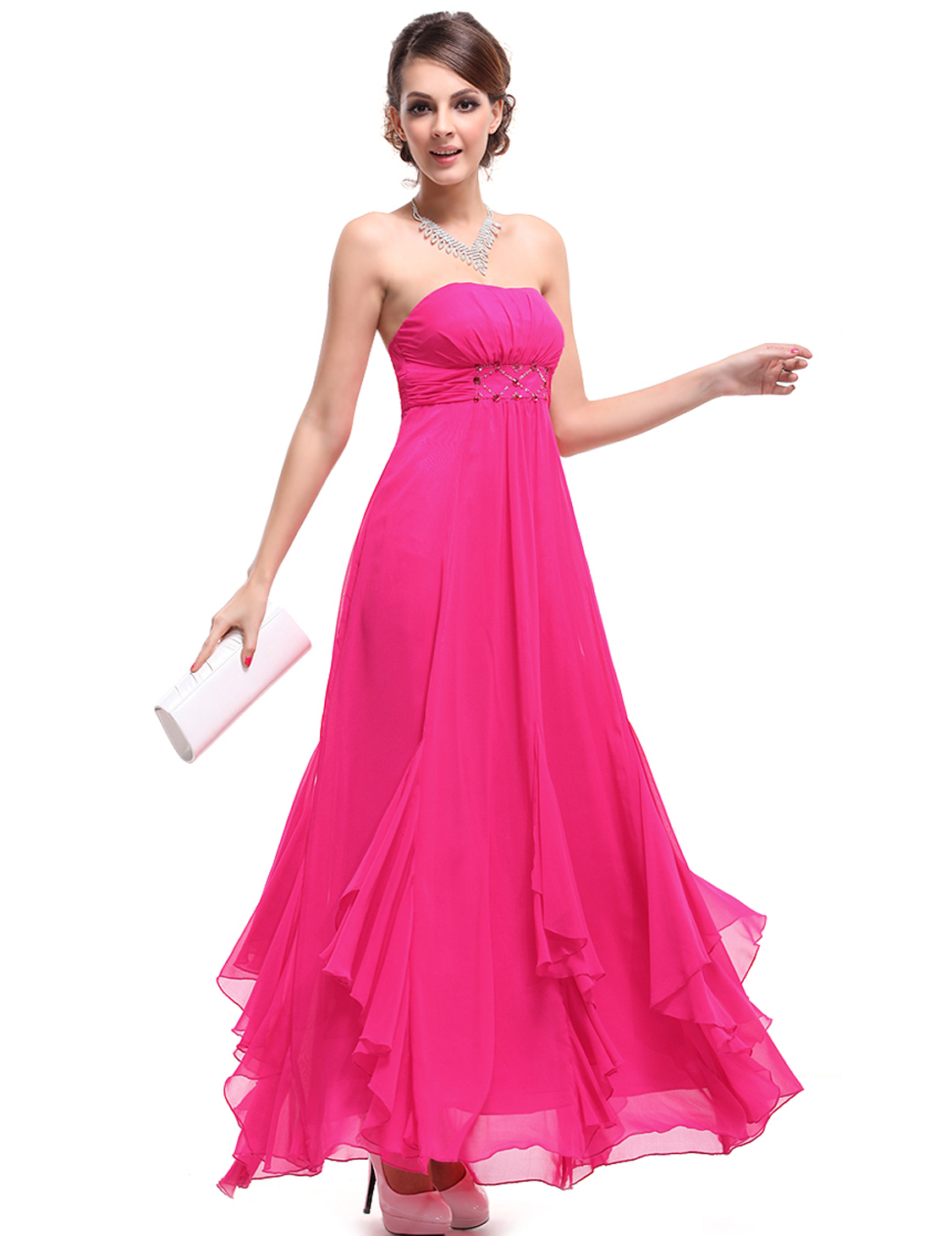 Ever Pretty Ladies Hot Pink Long Formal Bridesmaid Evening Prom Dress