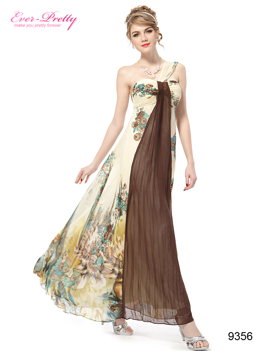   One Shoulder Floral Printed Long Formal Gown 09356 610585943250  