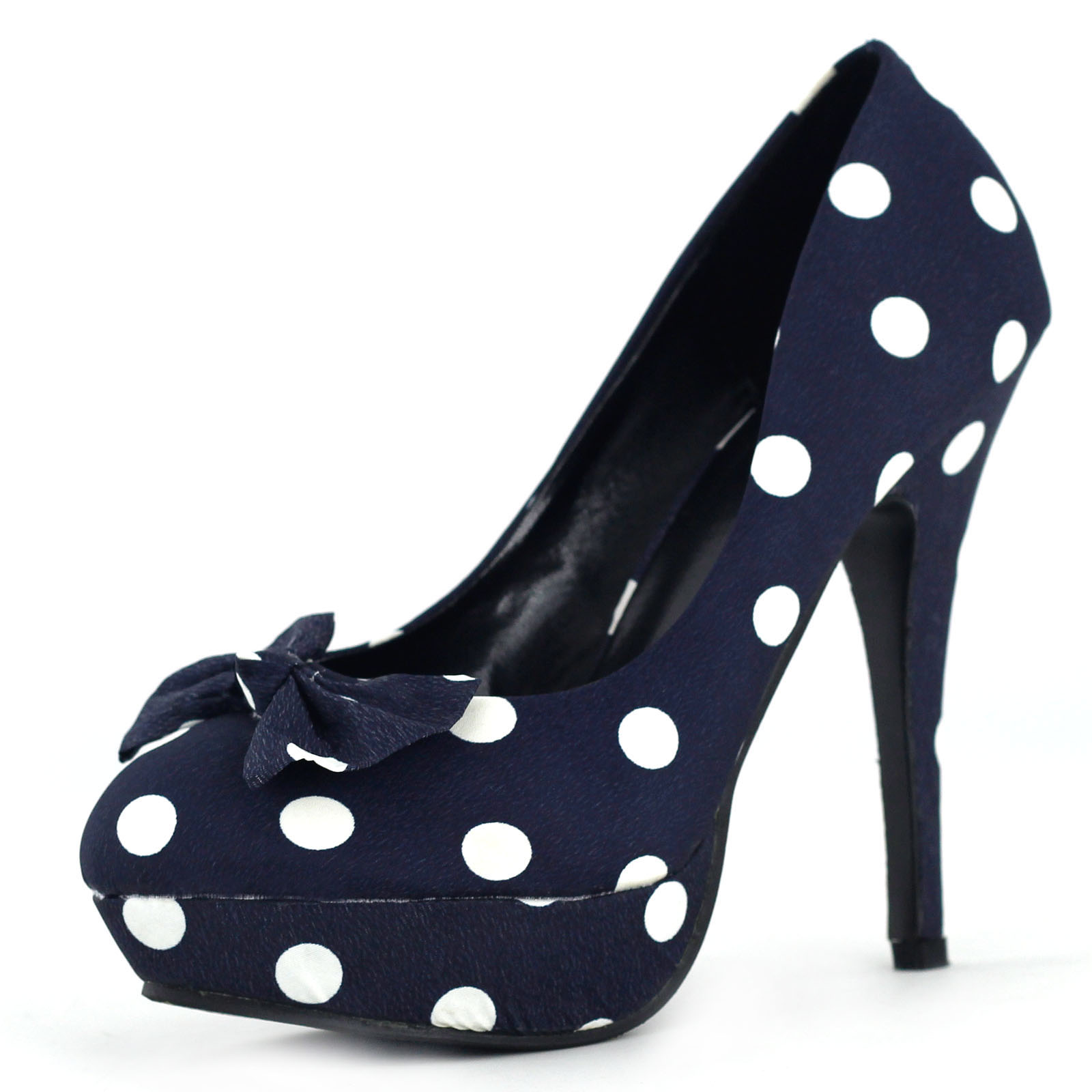 polka dot platform pumps