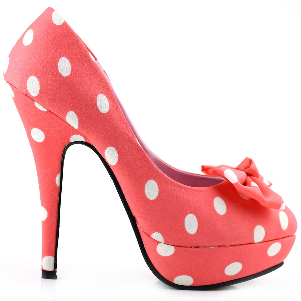 polka dot platform pumps