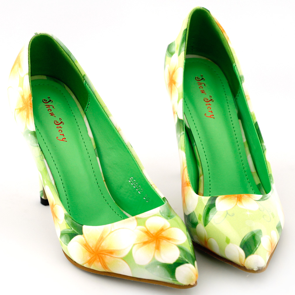 pink and green stilettos
