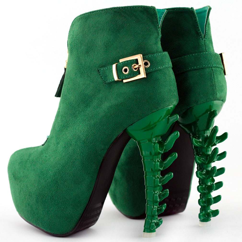 green platform ankle boots