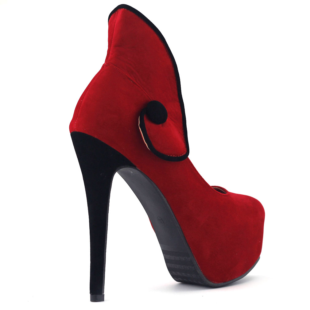 Sexy Black/Red Button Curved Hidden Platform Party Club Pump Size 4/5/6