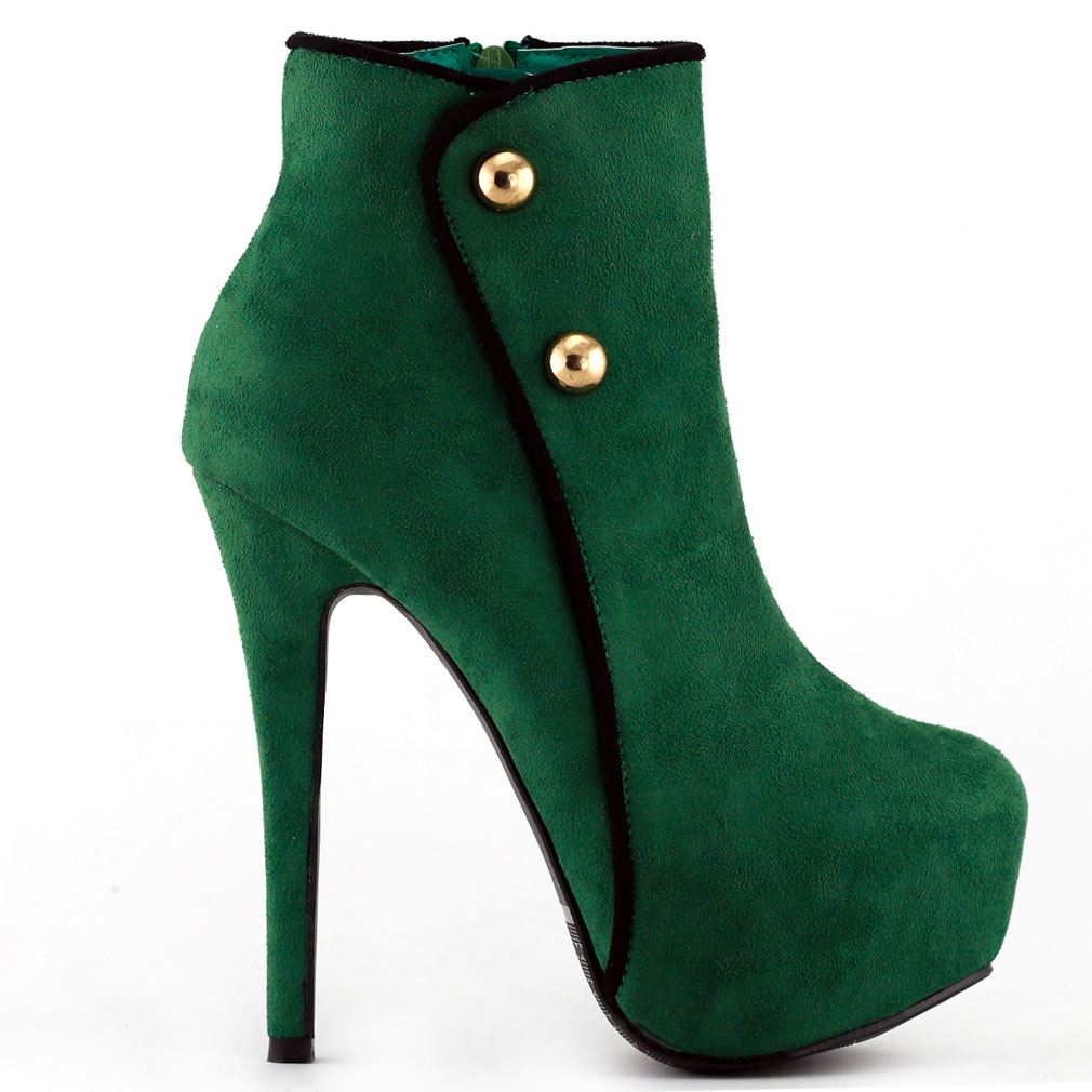 green platform ankle boots