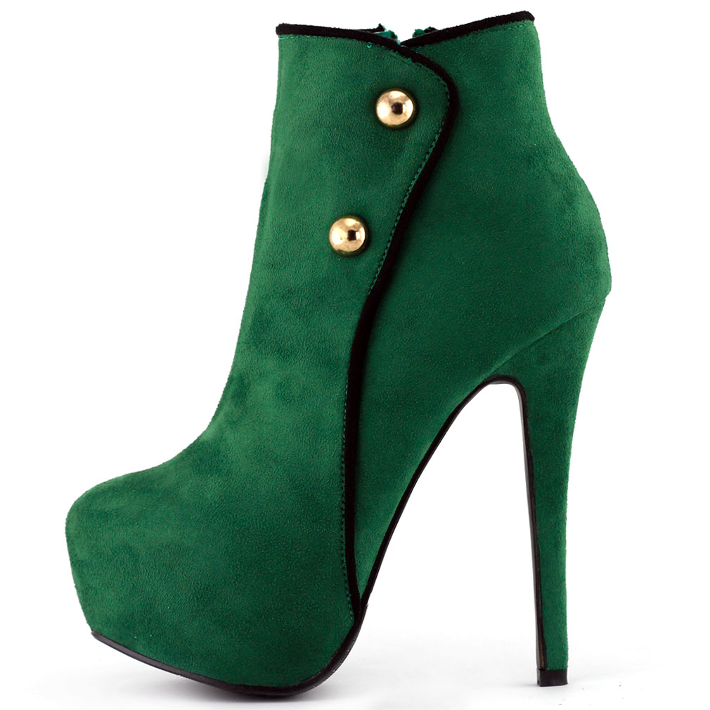 green platform ankle boots