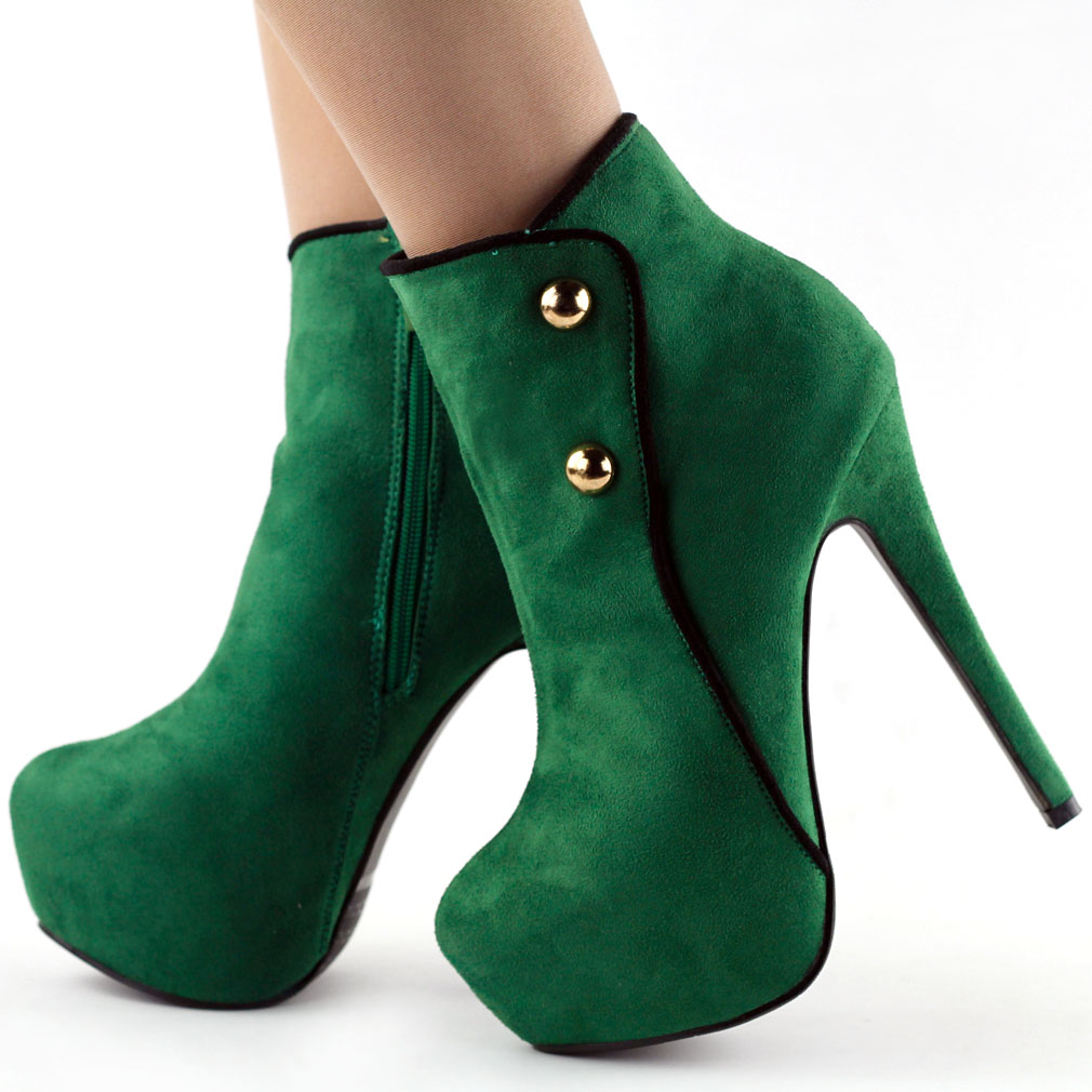 green platform ankle boots