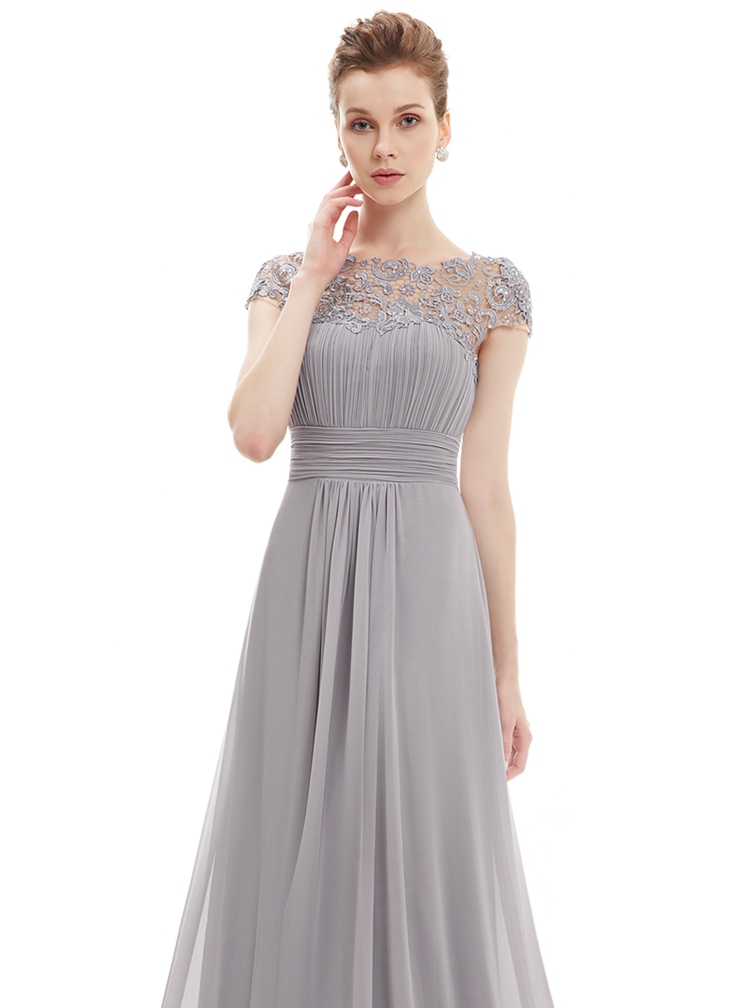 Chiffon Ball Gown Evning Formal Bridal Lace Bridesmaid Party Dresses US ...