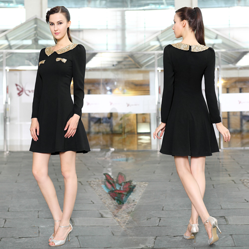 Ever Pretty New Girl's Black Long Sleeves Short Casual Daily Wear Dress ...