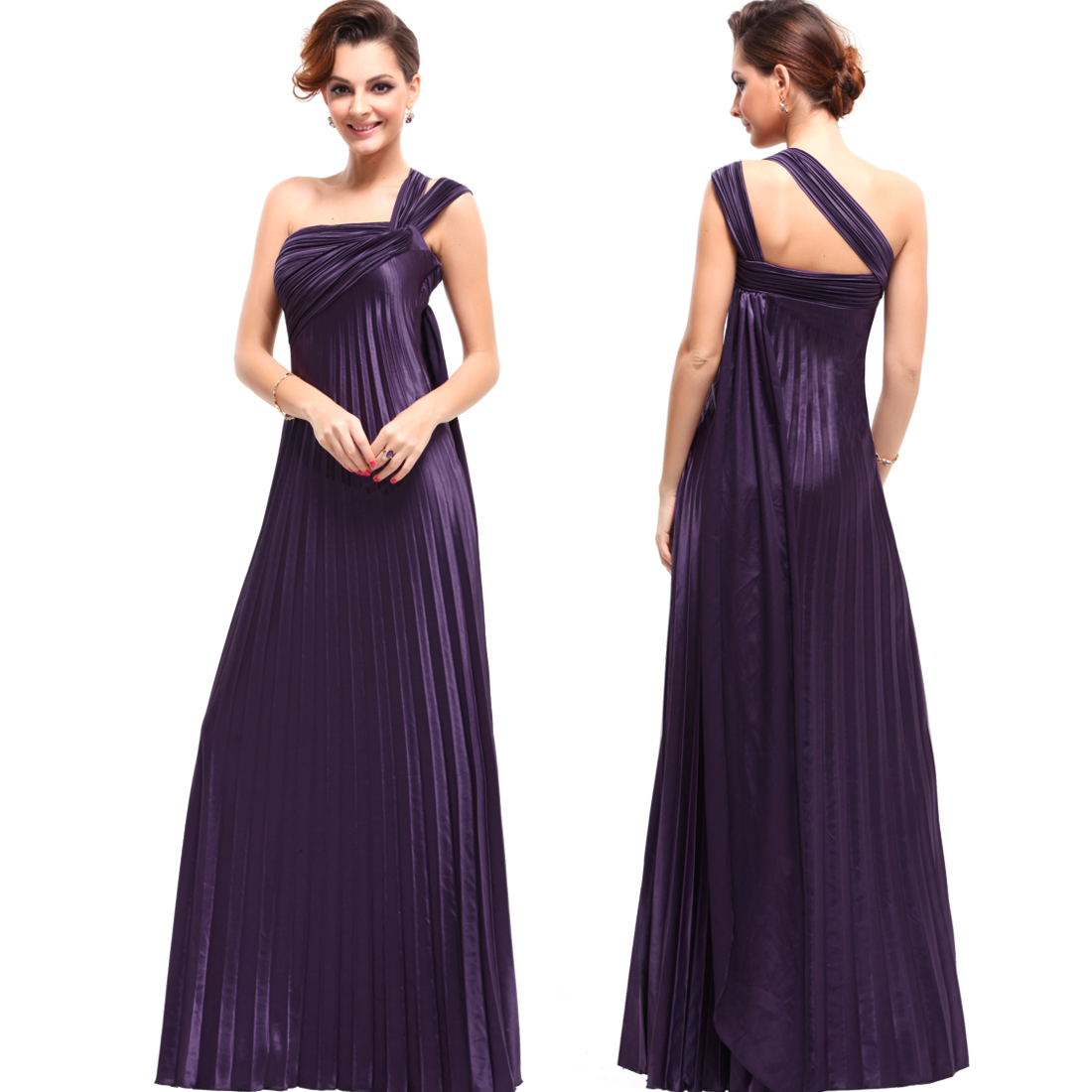 One Shoulder Purple Ruffles Formal Gown 09320PP 610585936467  