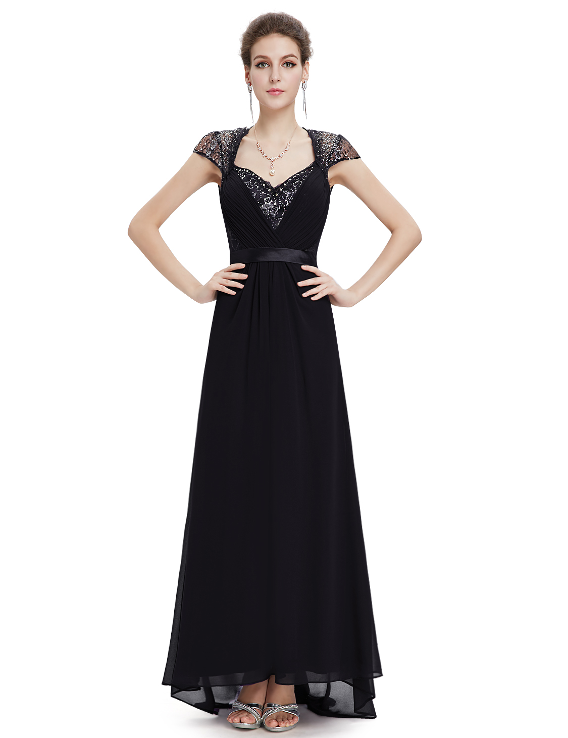Ever Pretty Sexy V Neck Lace Cap Sleeve Long Formal Evening Wedding ...