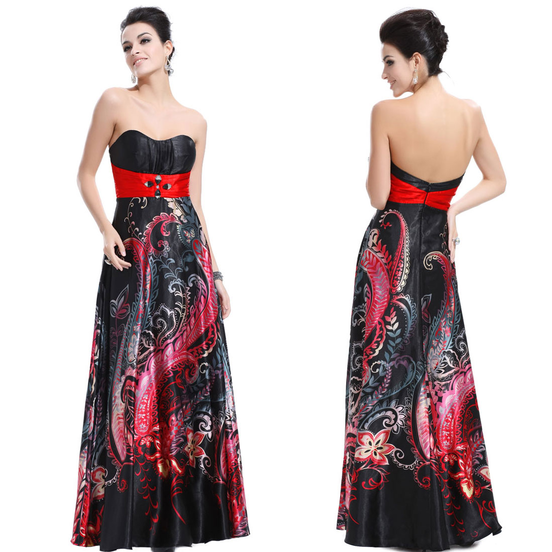Strapless Ribbon Stunning Rhinestones Long Formal Gowns 09467