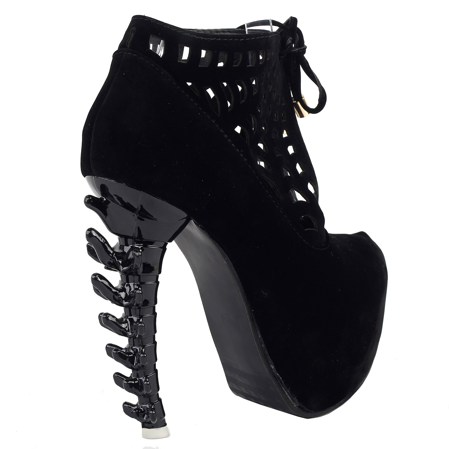 Punk Spider Web Lace-Up High-top Bone High Heel Platform Ankle Boots ...